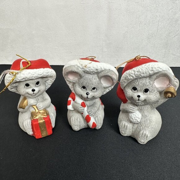 House Of Lloyd Other - Vintage House Of Lloyd Homespun Mouse‎ Trio Christmas Ornaments Set